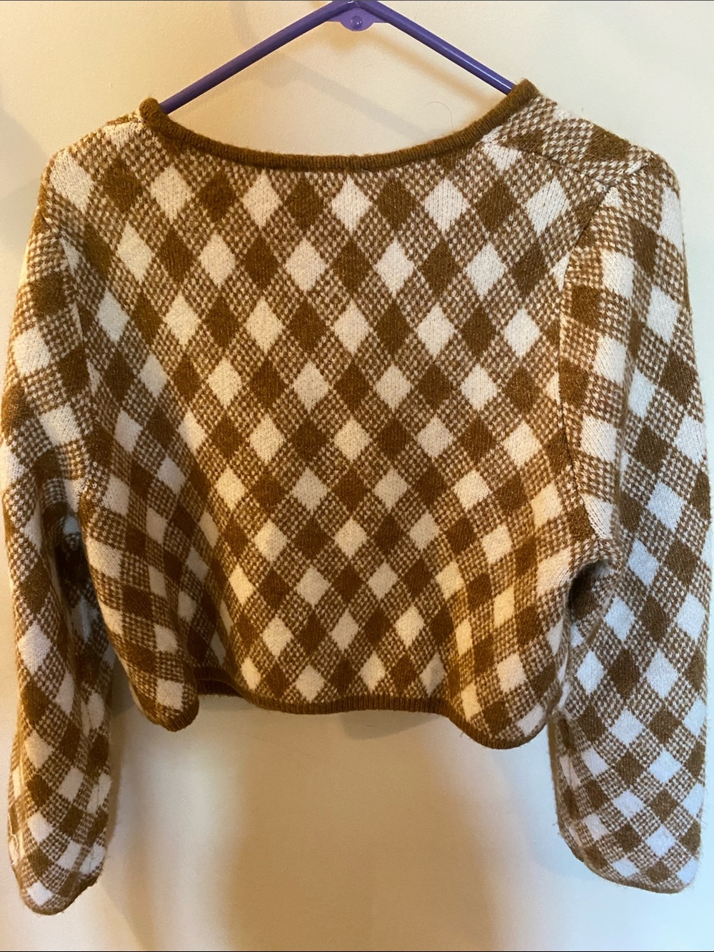 Zara Argyle Cropped Cardigan Sweater - Picture 4 of 4